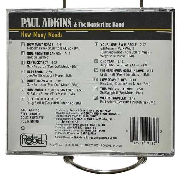 How Many Roads by Paul Adkins (CD, May-1993, Rebel) Bluegrass - Picture 2 of 4